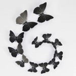 3D butterflies with magnet, house or event decorations, set of 12 pieces, black color, A14